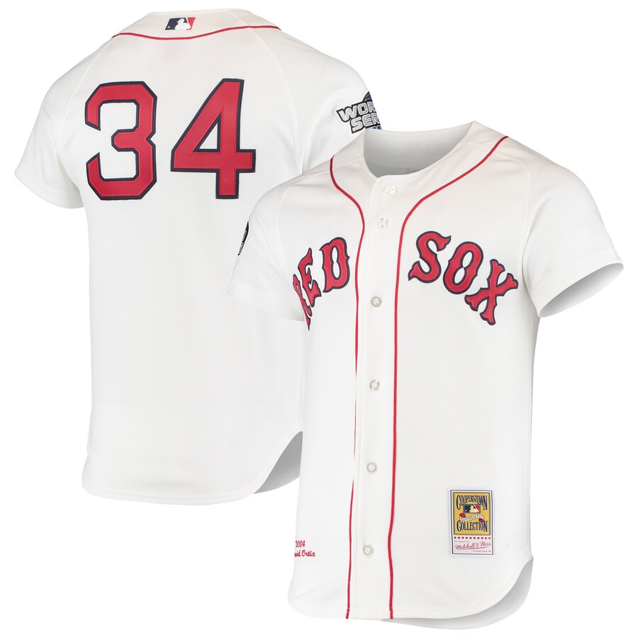Men's Boston Red Sox David Ortiz Mitchell & Ness White 2004 Cooperstown Collection Home Authentic Jersey - Ujersey Shop