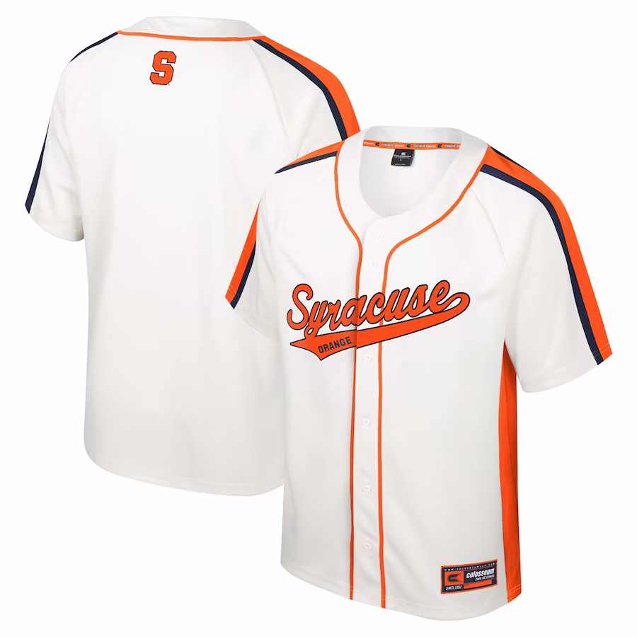 Syracuse Orange Colosseum Ruth Button-Up Baseball Jersey - Cream - Ujersey Shop