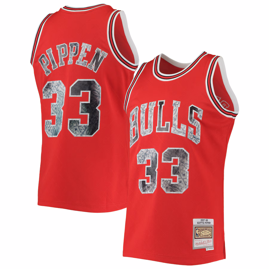 Men's Chicago Bulls Scottie Pippen Mitchell & Ness Red 1997/98 Hardwood Classics NBA 75th Anniversary Diamond Swingman Jersey - Ujersey Shop