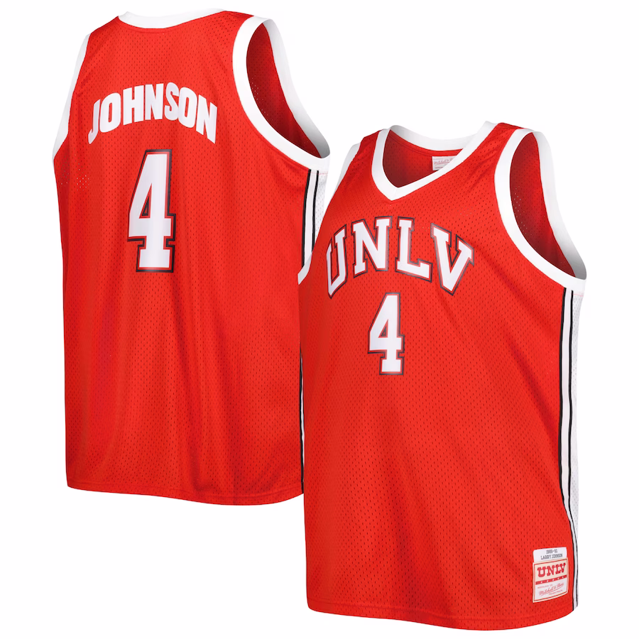 Larry Johnson UNLV Rebels Mitchell & Ness 1989/90 Big & Tall Swingman Jersey - Scarlet - Ujersey Shop