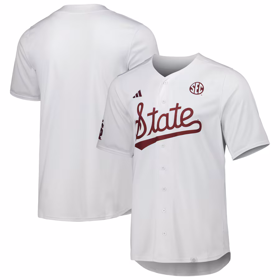 Men's adidas White Mississippi State Bulldogs Team Baseball Jersey - Ujersey Shop