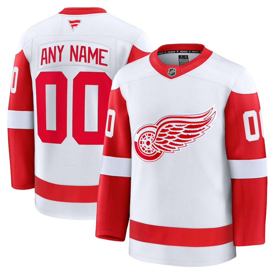 Men's Detroit Red Wings Fanatics White Away Premium Custom Jersey - Ujersey Shop