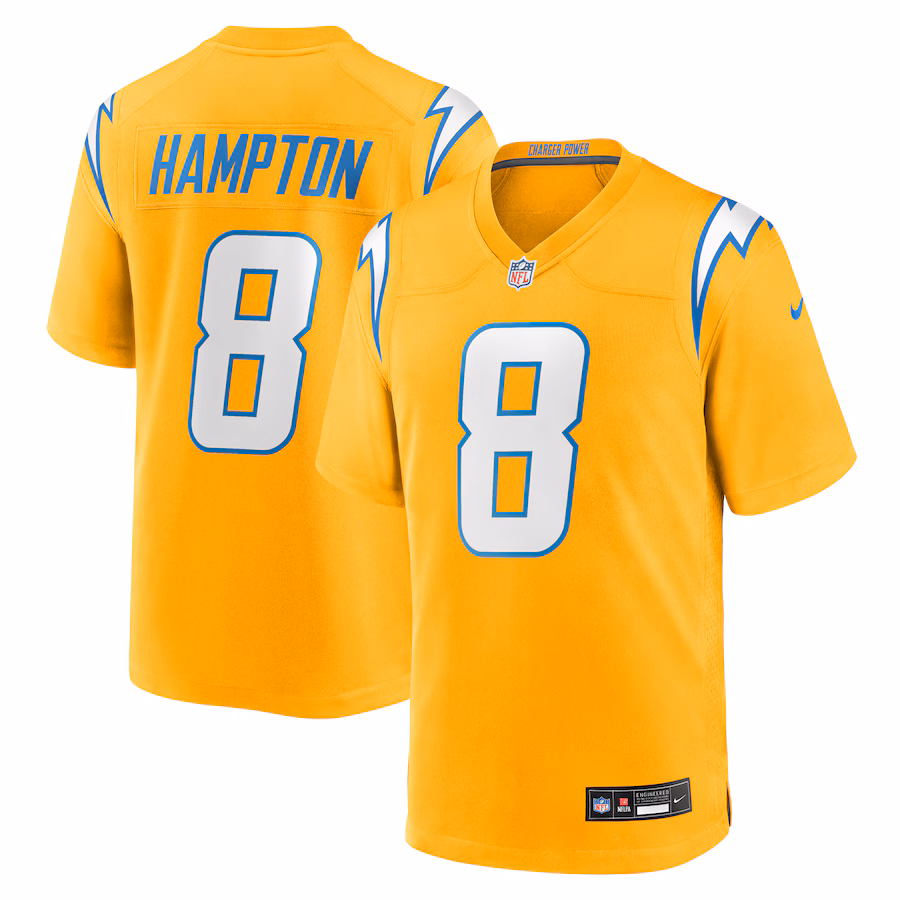 Men's Los Angeles Chargers Omarion Hampton Nike Gold Alternate Charger Power Game Player Jersey - Ujersey Shop