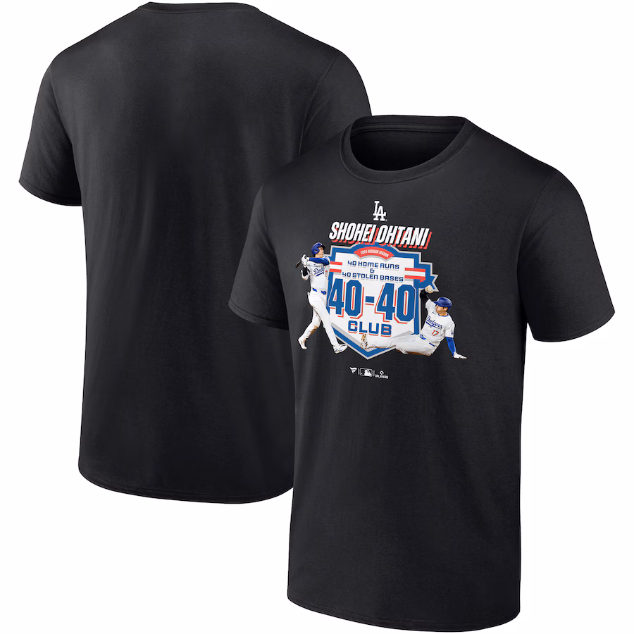 Men's Los Angeles Dodgers Shohei Ohtani Black 40/40 Club T-Shirt - Ujersey Shop