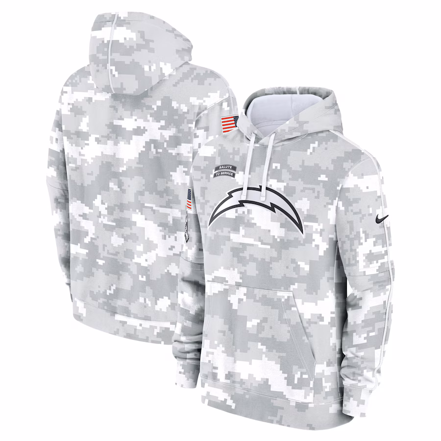 Men's Los Angeles Chargers Nike Arctic Camo 2024 Salute to Service Club Fleece Pullover Hoodie - Ujersey Shop