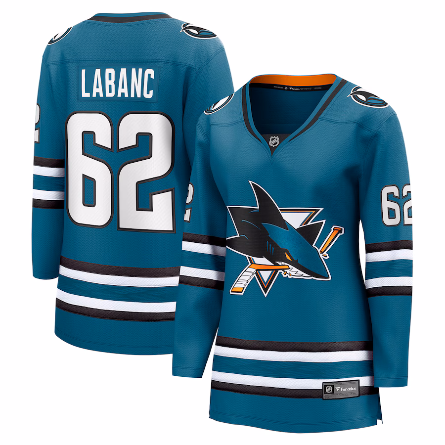 Women's San Jose Sharks Kevin Labanc Fanatics Teal Home Breakaway Player Jersey - Ujersey Shop