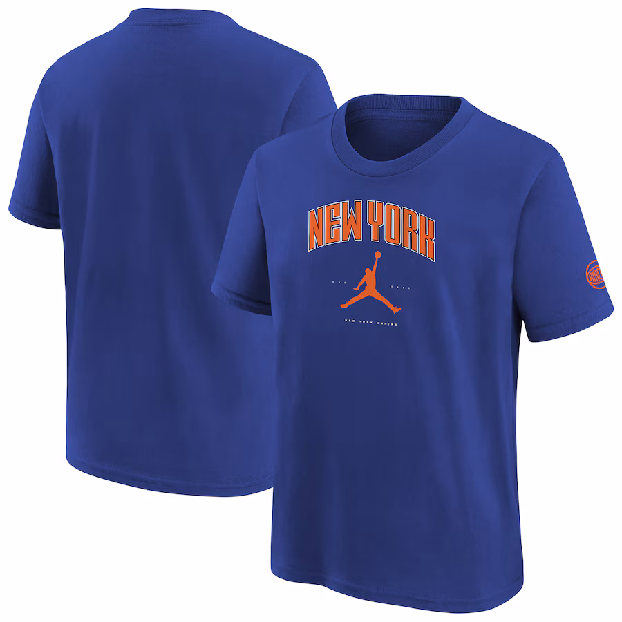 Youth New York Knicks Jordan Brand Blue Essential Cities T-Shirt - Ujersey Shop