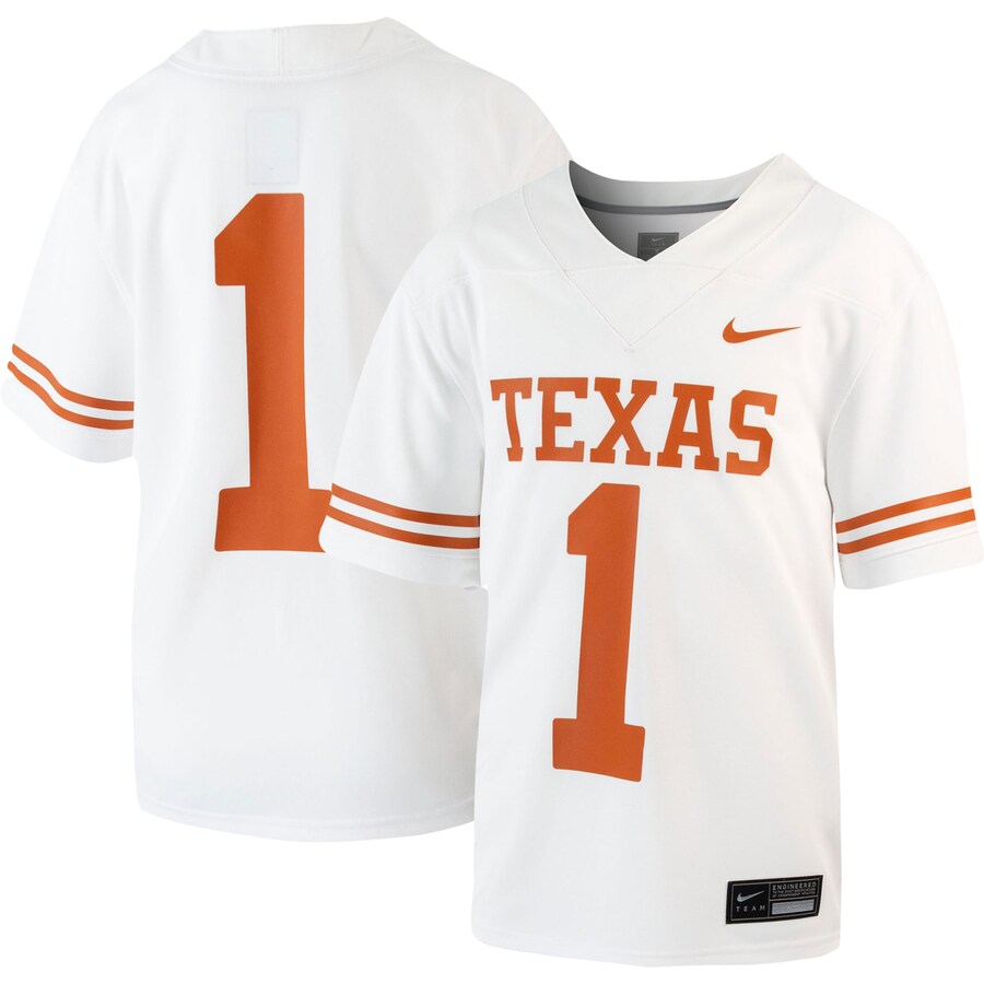 Youth Nike #1 White Texas Longhorns 1st Armored Division Old Ironsides Untouchable Football Jersey - Ujersey Shop