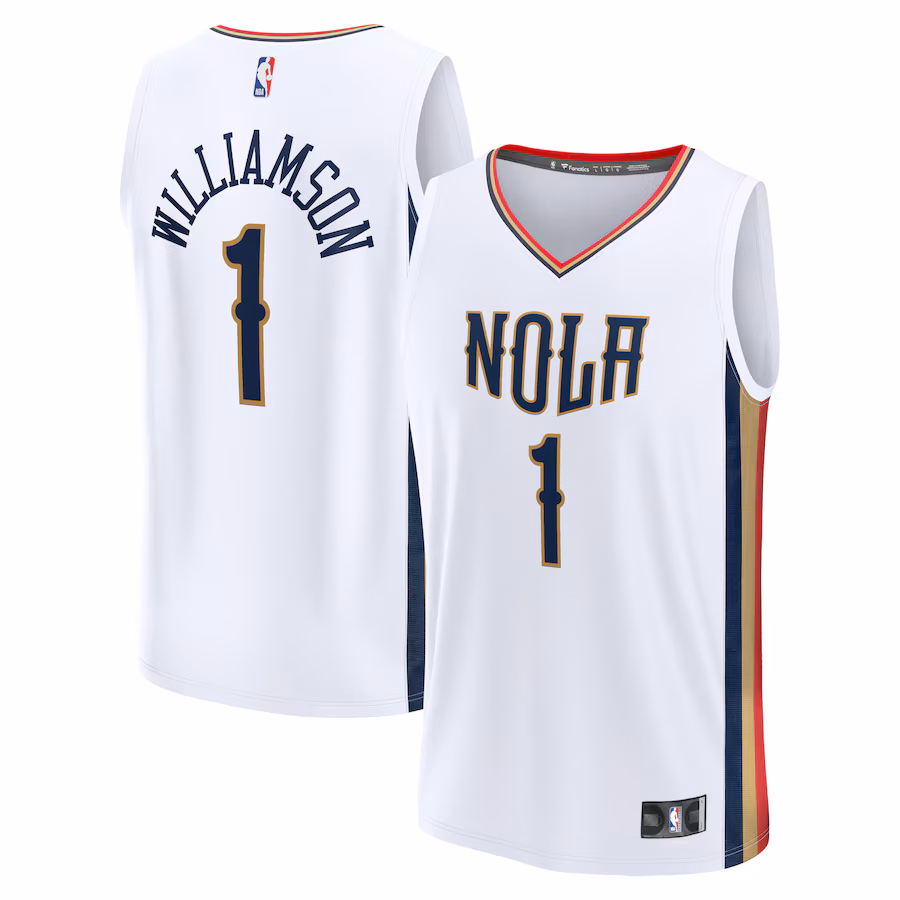Men's New Orleans Pelicans Zion Williamson Fanatics White Fast Break Replica Jersey - City Edition - Ujersey Shop