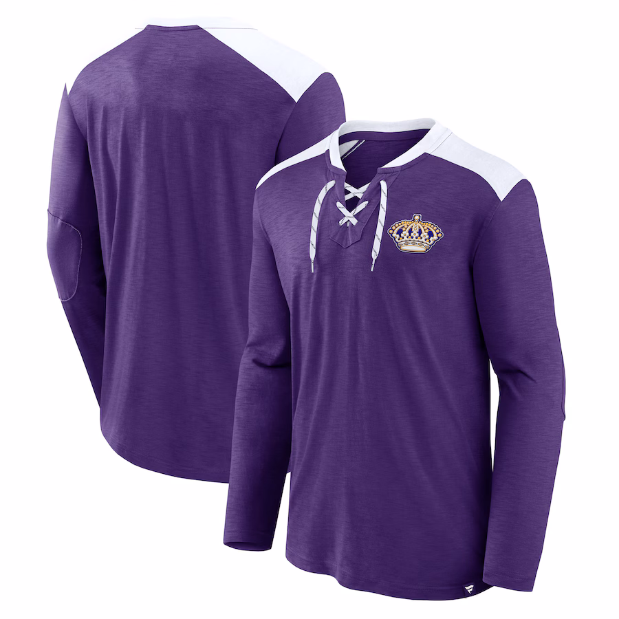 Men's Los Angeles Kings Fanatics Purple Special Edition 2.0 Long Sleeve Lace-Up T-Shirt - Ujersey Shop