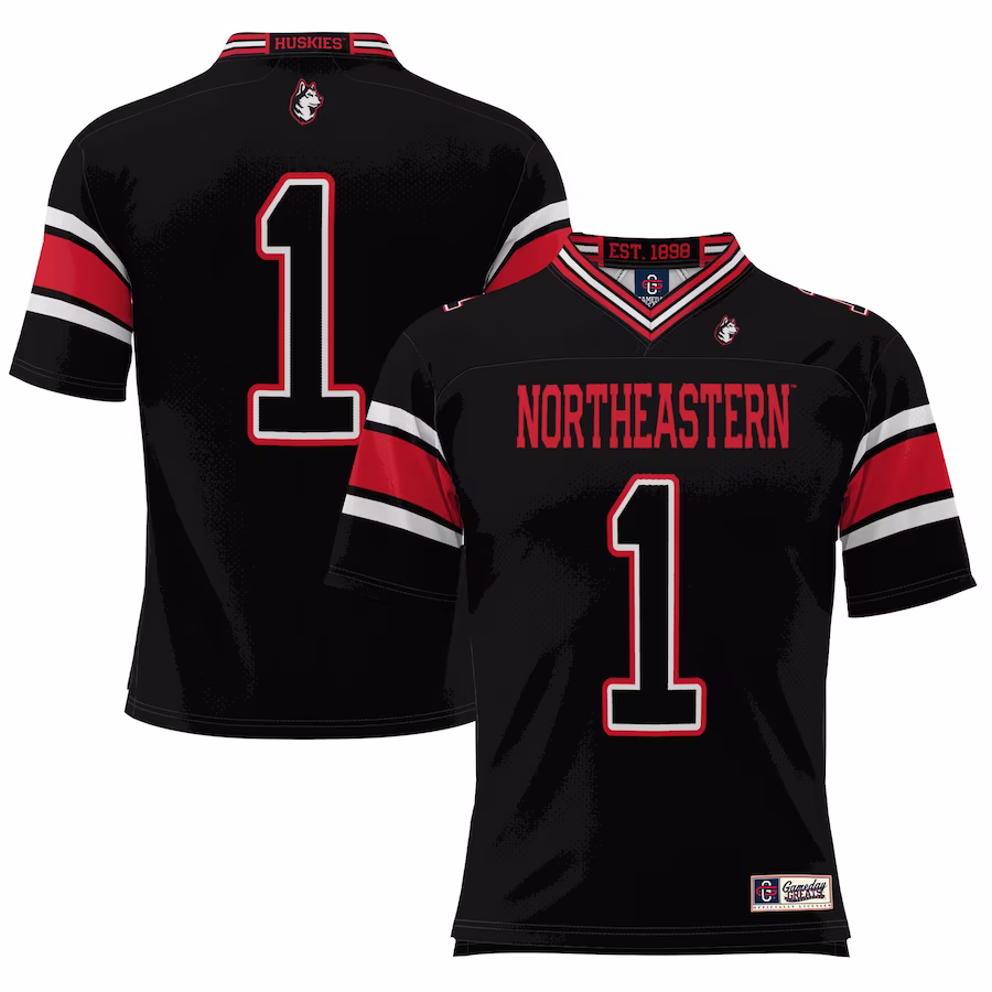 #1 Northeastern Huskies GameDay Greats Football Jersey - Black - Ujersey Shop