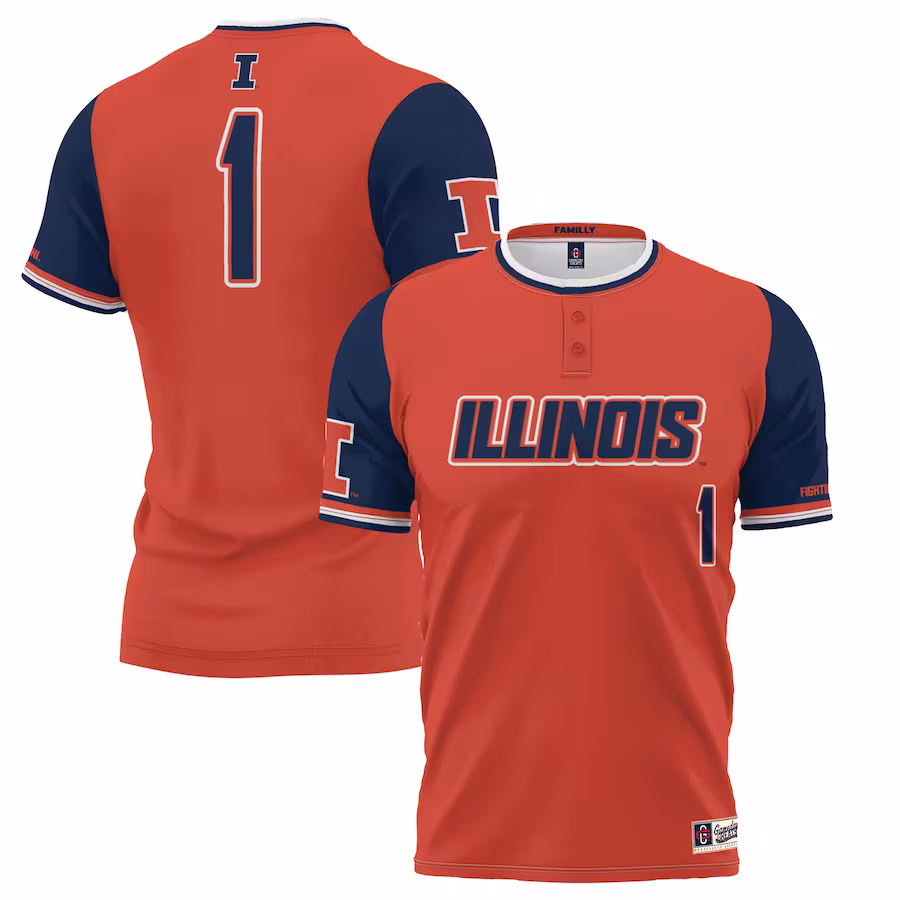 #1 Illinois Fighting Illini GameDay Greats Unisex Lightweight Softball Jersey - Orange - Ujersey Shop