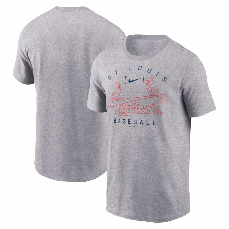 Men's St. Louis Cardinals Nike Heather Gray Home Team Athletic Arch T-Shirt - Ujersey Shop