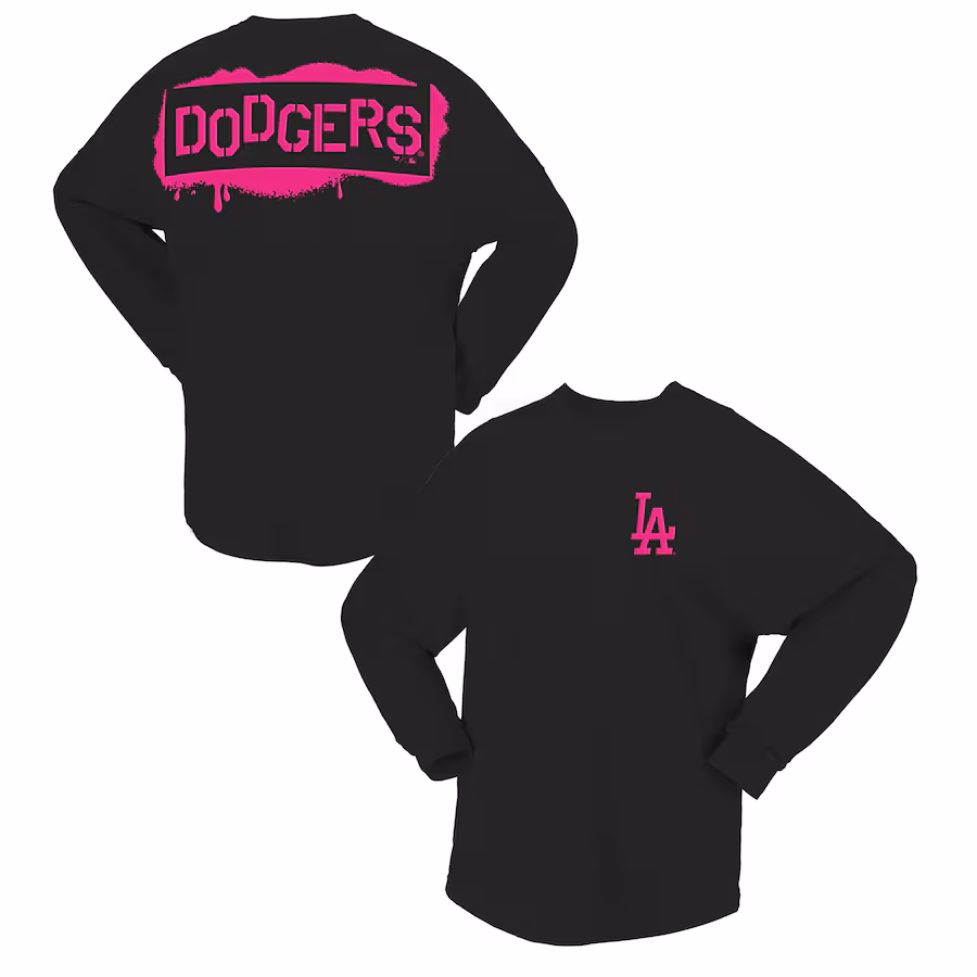 Women's Los Angeles Dodgers Fanatics Black Neon Jersey Long Sleeve T-Shirt - Ujersey Shop