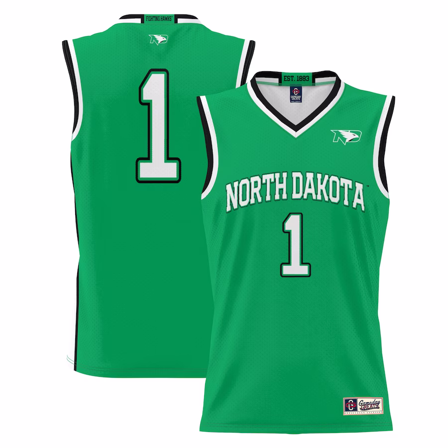 #1 North Dakota GameDay Greats Youth Lightweight Basketball Jersey - Green - Ujersey Shop