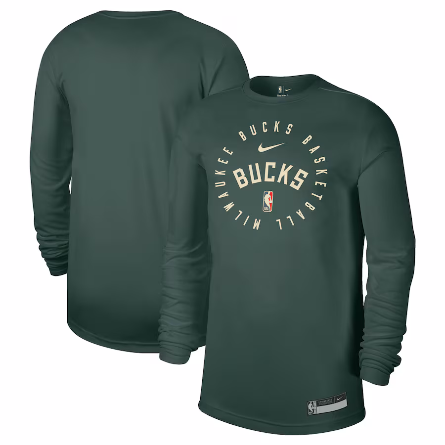 Men's Milwaukee Bucks Nike Hunter Green 2024/25 Legend On-Court Practice Long Sleeve T-Shirt - Ujersey Shop