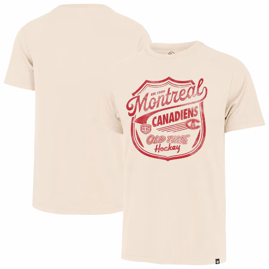 Men's Montreal Canadiens '47 Cream Poke Check Franklin T-Shirt - Ujersey Shop