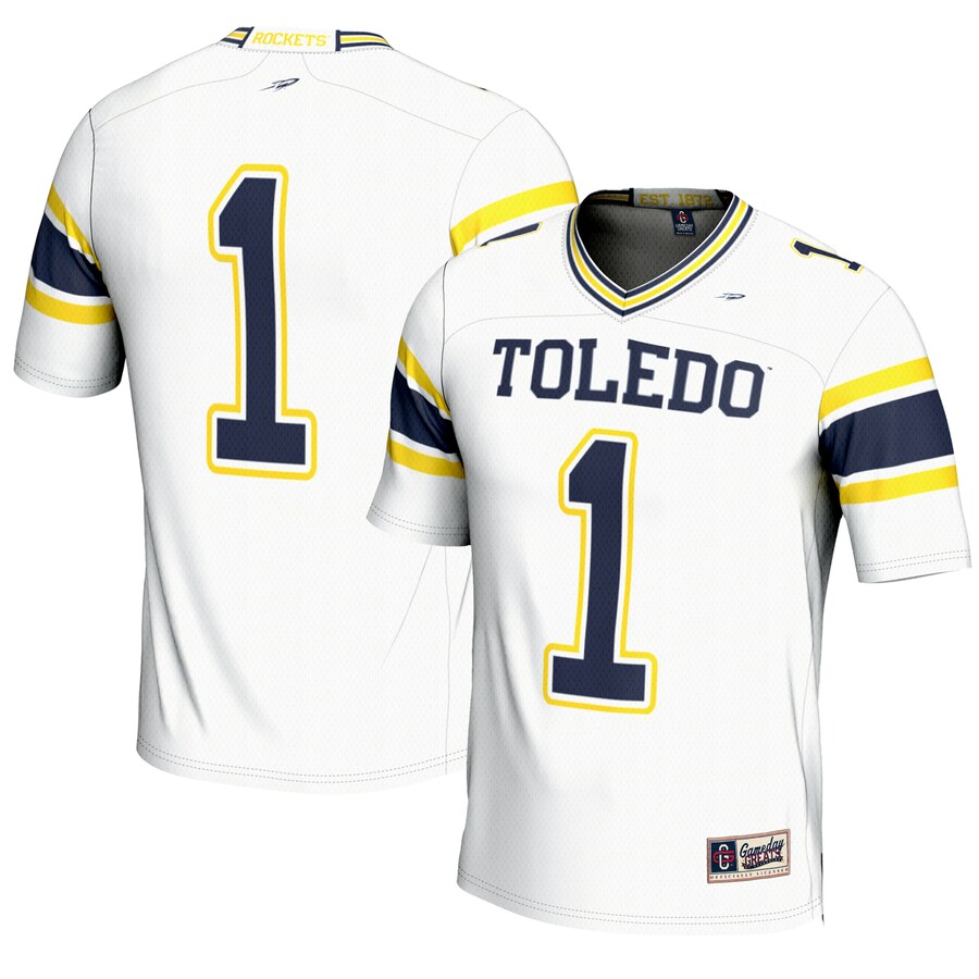 Youth GameDay Greats #1 White Toledo Rockets Endzone Football Jersey - Ujersey Shop