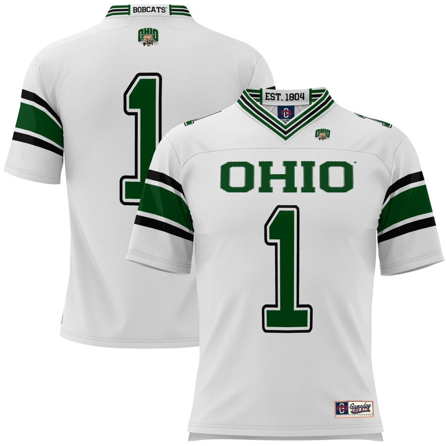 Men's GameDay Greats #1 White Ohio Bobcats Football Jersey - Ujersey Shop