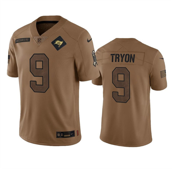 Men's Tampa Bay Buccaneers #9 Joe Tryon 2023 Brown Salute To Service Limited Football Stitched Jersey - Ujersey Shop