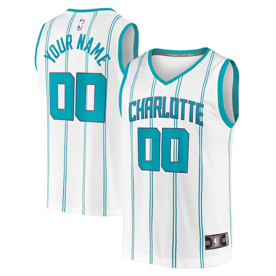 Men's Charlotte Hornets Fanatics White Fast Break Custom Replica Jersey - Association Edition - Ujersey Shop
