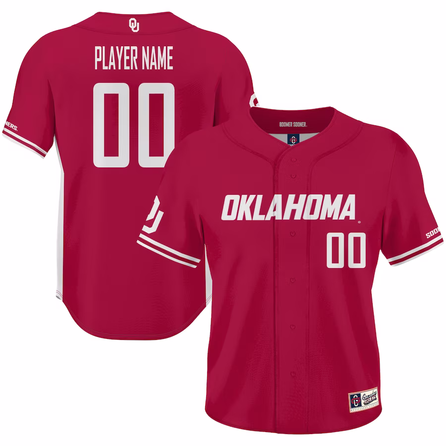 Oklahoma Sooners GameDay Greats NIL Pick-A-Player Lightweight Baseball Jersey - Crimson - Ujersey Shop