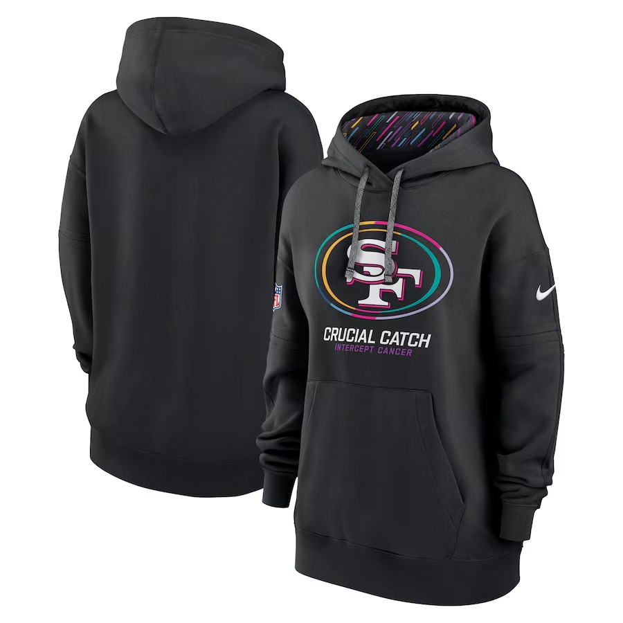 Women's San Francisco 49ers  Nike Black 2024 NFL Crucial Catch Club Pullover Hoodie - Ujersey Shop
