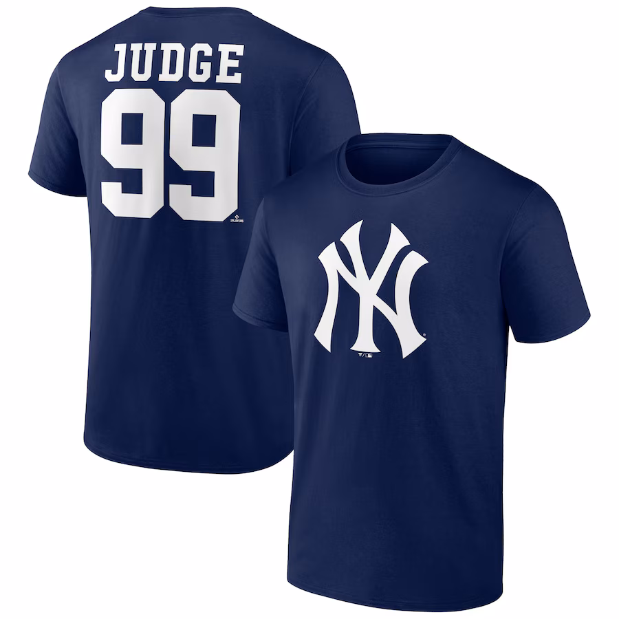 Men's New York Yankees Aaron Judge Navy Player Icon Name & Number T-Shirt - Ujersey Shop