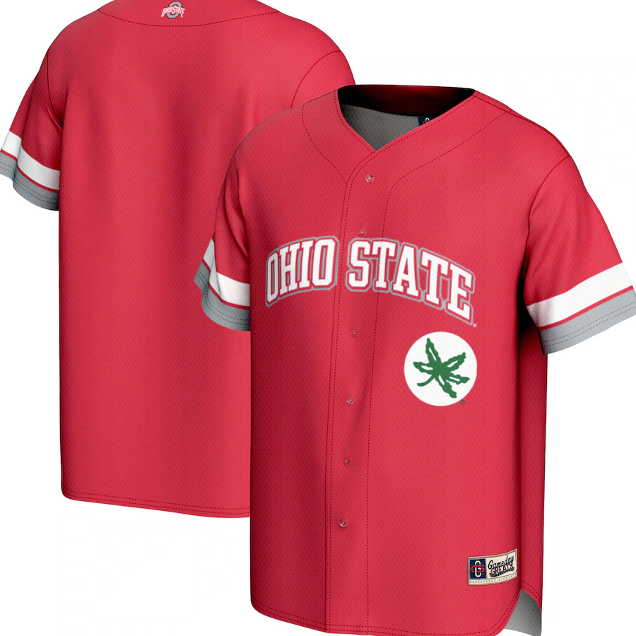 Men's GameDay Greats Scarlet Ohio State Buckeyes Spirit Baseball Jersey - Ujersey Shop