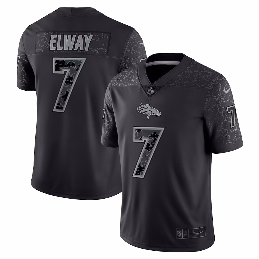 Men's Denver Broncos John Elway Nike Black Retired Player RFLCTV Limited Jersey - Ujersey Shop