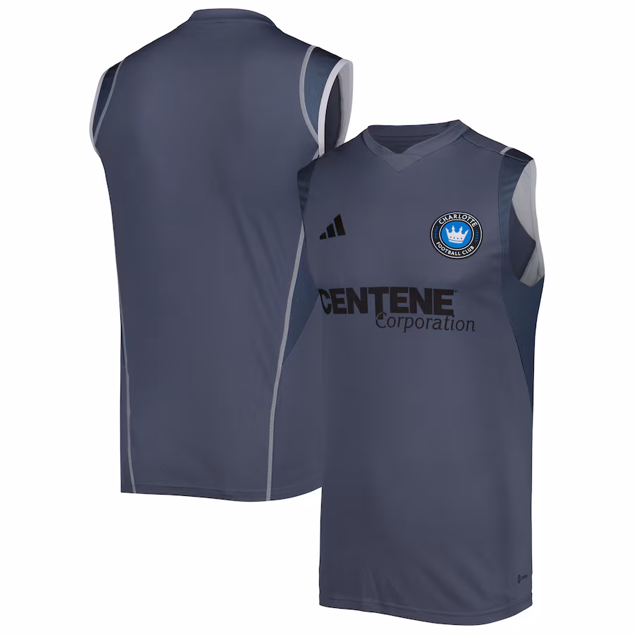 Men's Charlotte FC adidas Gray 2023 On-Field Sleeveless Training Jersey - Ujersey Shop