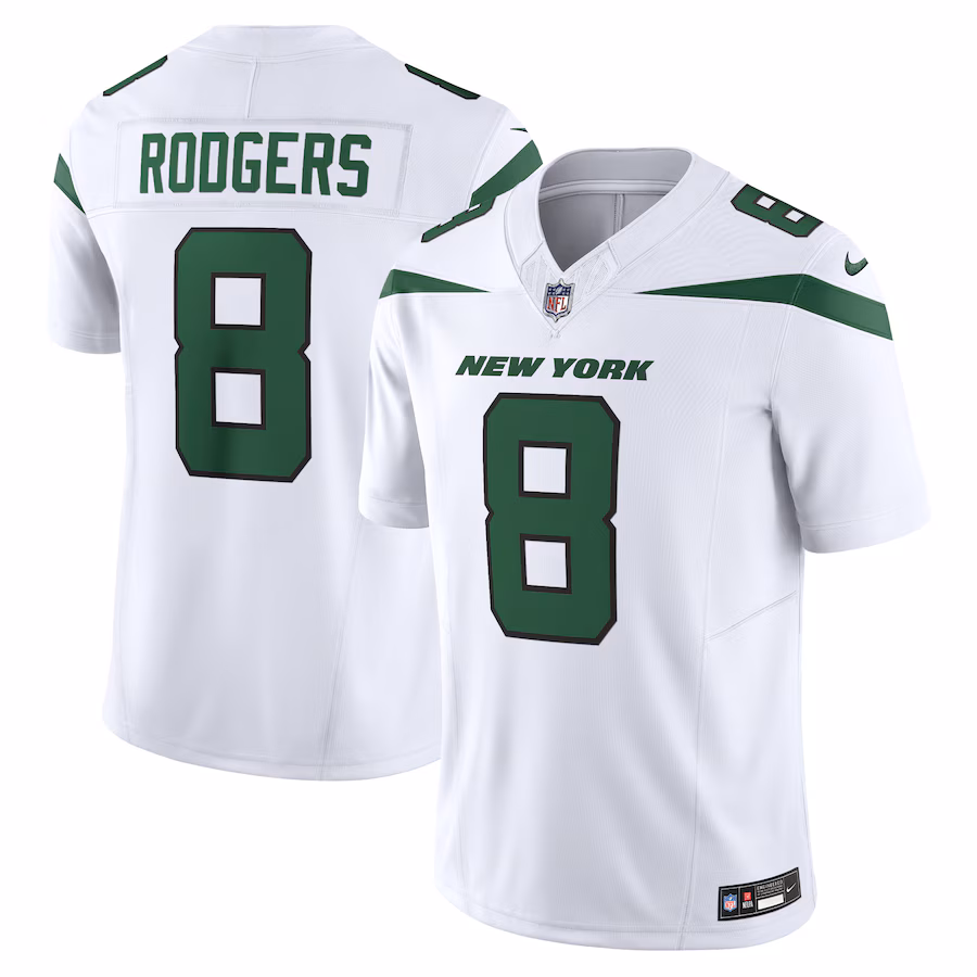 Men's New York Jets Aaron Rodgers Nike Spotlight White Vapor F.U.S.E. Limited Jersey - Ujersey Shop