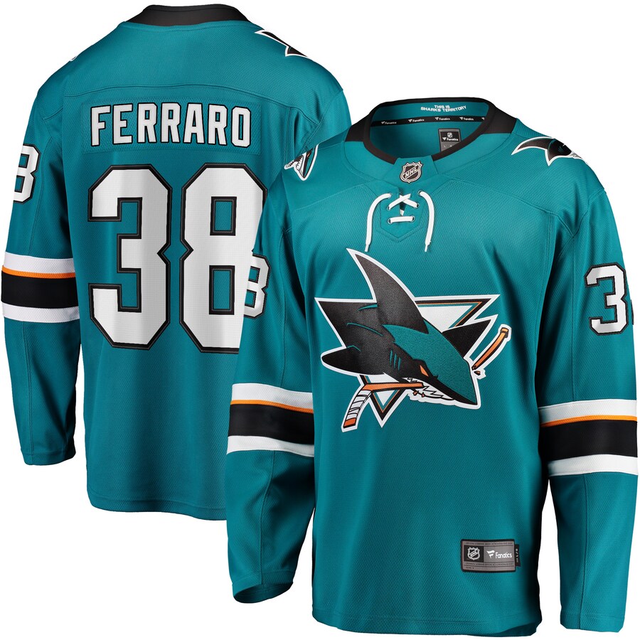 Men's San Jose Sharks Mario Ferraro Fanatics Branded Teal Replica Player Jersey - Ujersey Shop