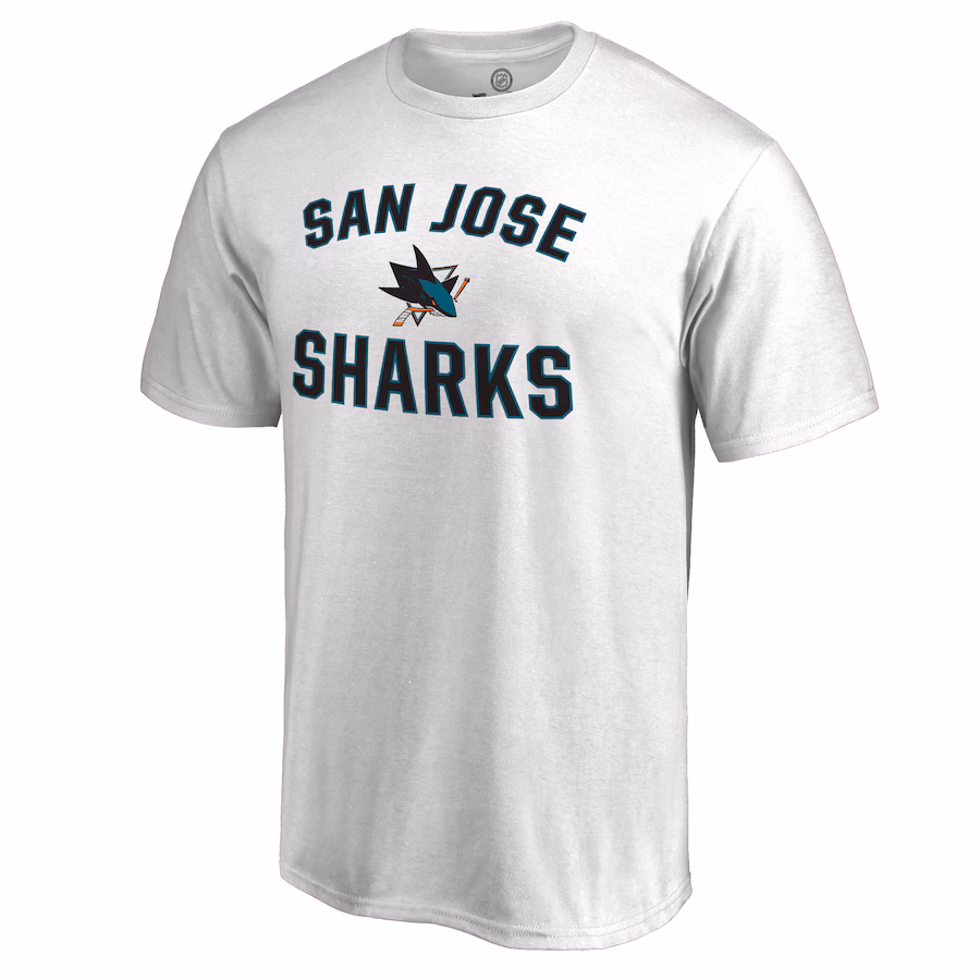 Men's San Jose Sharks Victory Arch White T-Shirt - Ujersey Shop
