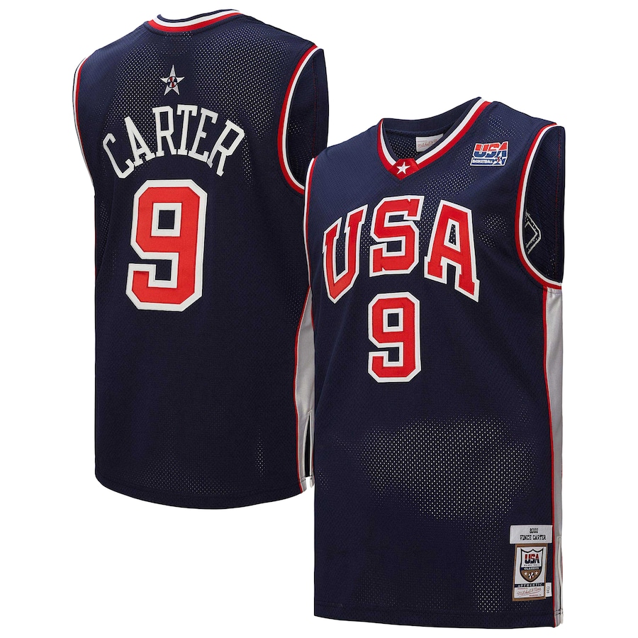 Men's USA Basketball Vince Carter Mitchell & Ness Navy 2000 Authentic Jersey - Ujersey Shop