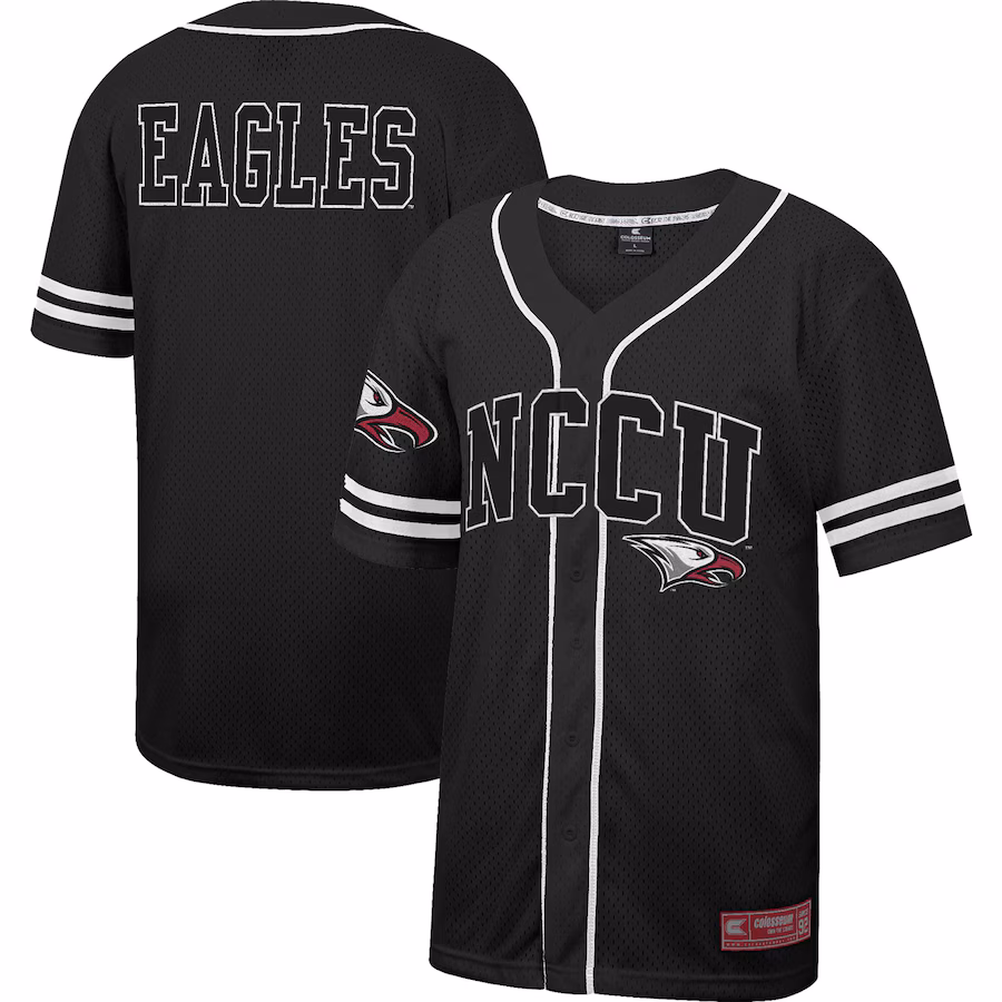 Men's Colosseum Black North Carolina Central Eagles Free Spirited Mesh Button-Up Baseball Jersey - Ujersey Shop
