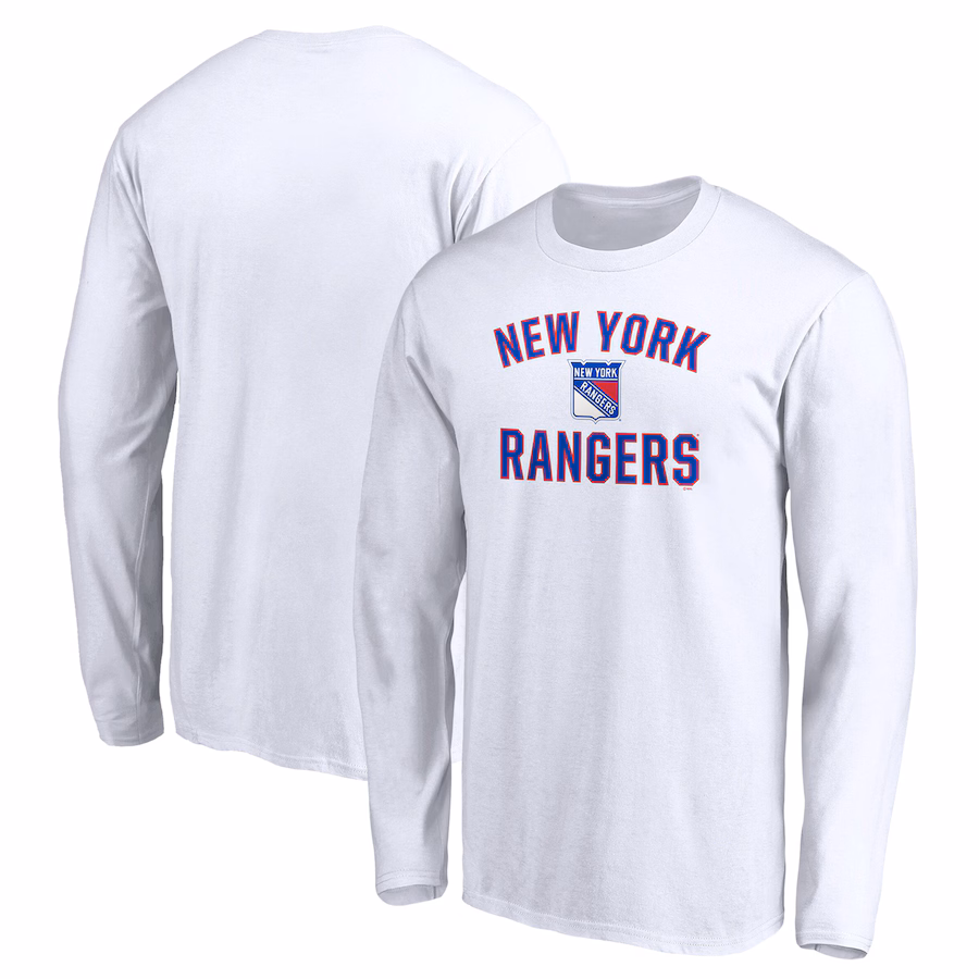 Men's New York Rangers White Victory Arch Long Sleeve T-Shirt - Ujersey Shop