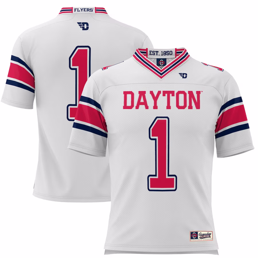 #1 Dayton Flyers GameDay Greats Football Jersey - White - Ujersey Shop