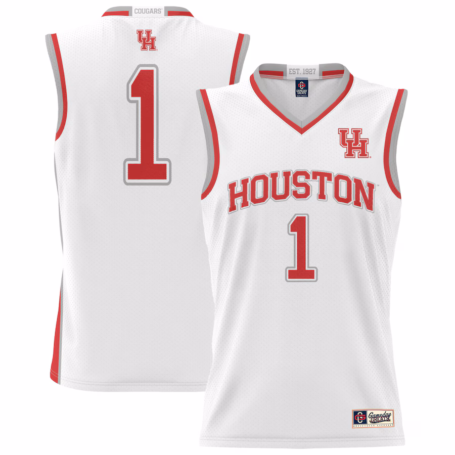 #1 Houston Cougars GameDay Greats Youth Lightweight Basketball Jersey - White - Ujersey Shop