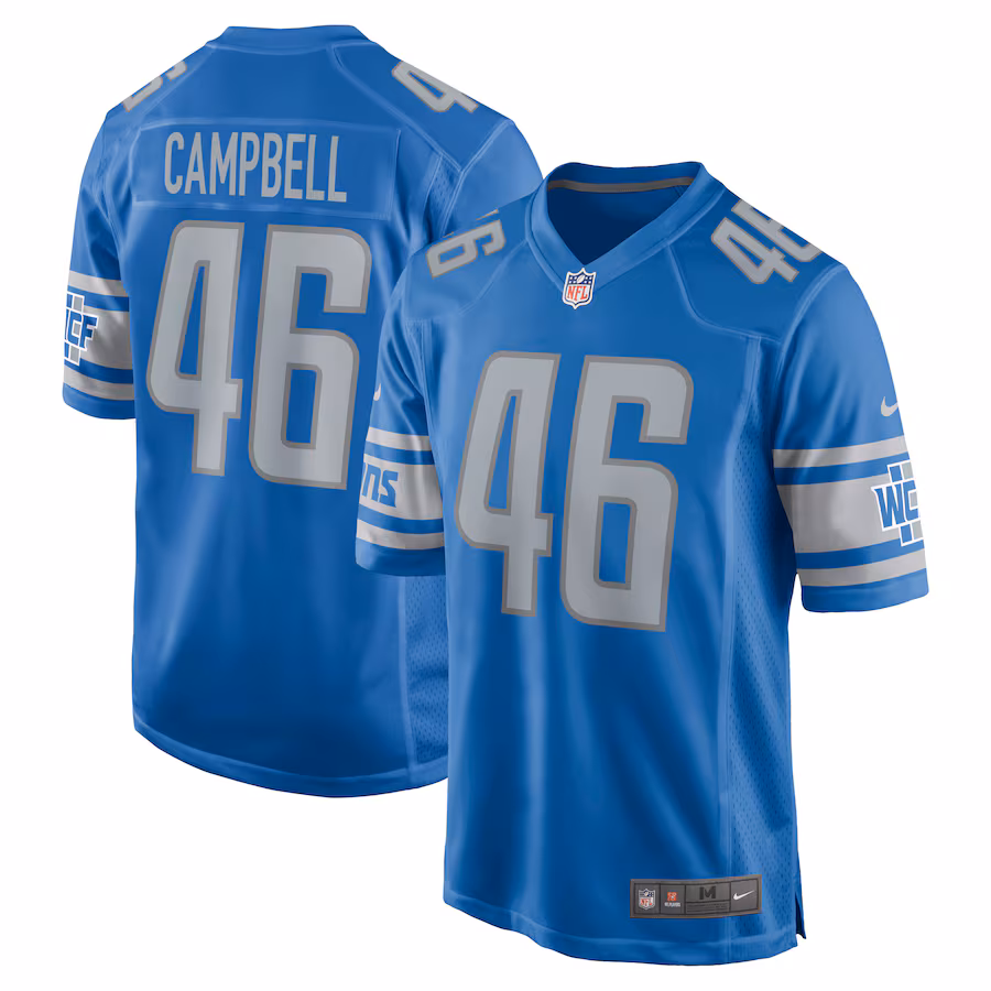 Men's Detroit Lions Jack Campbell Nike Blue 2023 NFL Draft First Round Pick Game Jersey - Ujersey Shop