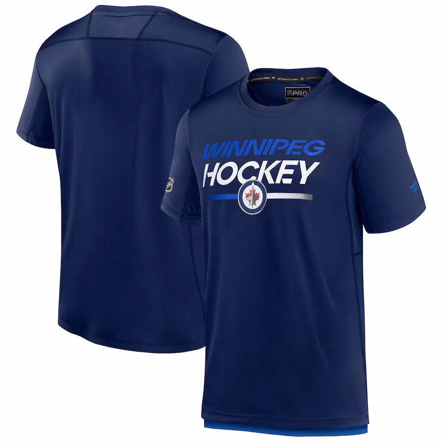Men's Winnipeg Jets Fanatics Navy Authentic Pro Tech T-Shirt - Ujersey Shop