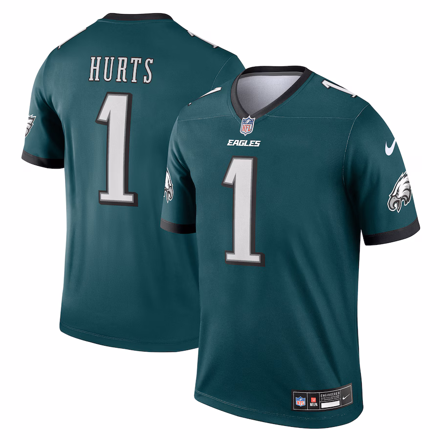 Men's Philadelphia Eagles Jalen Hurts Nike Green Team Legend Player Performance Top - Ujersey Shop