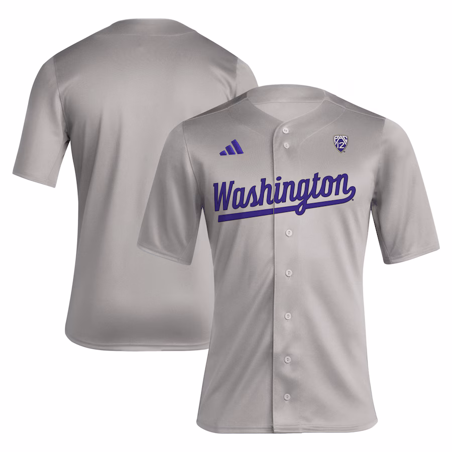 Men's adidas Gray Washington Huskies Replica Baseball Jersey - Ujersey Shop