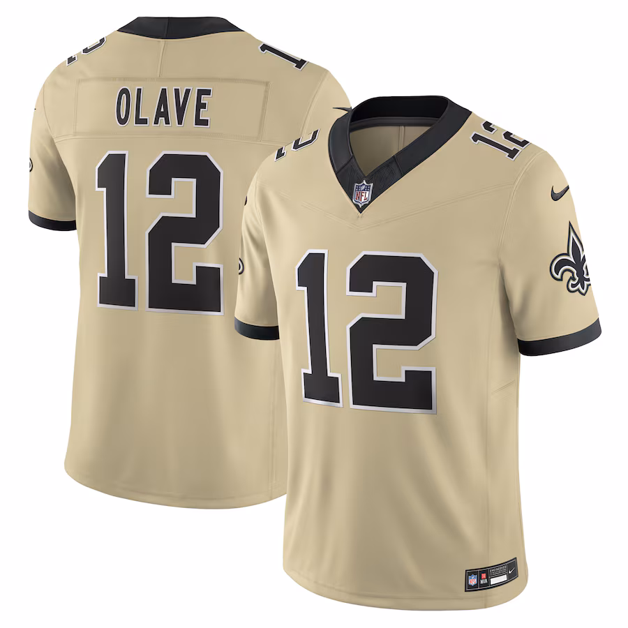 Men's New Orleans Saints Chris Olave Nike Gold Alternate Gameday Golds Alternate Vapor F.U.S.E. Limited Jersey - Ujersey Shop