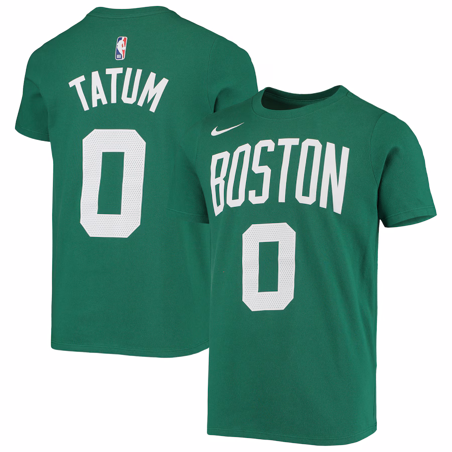Youth Boston Celtics Jayson Tatum Nike Kelly Green Logo Name & Number Performance T-Shirt - Ujersey Shop