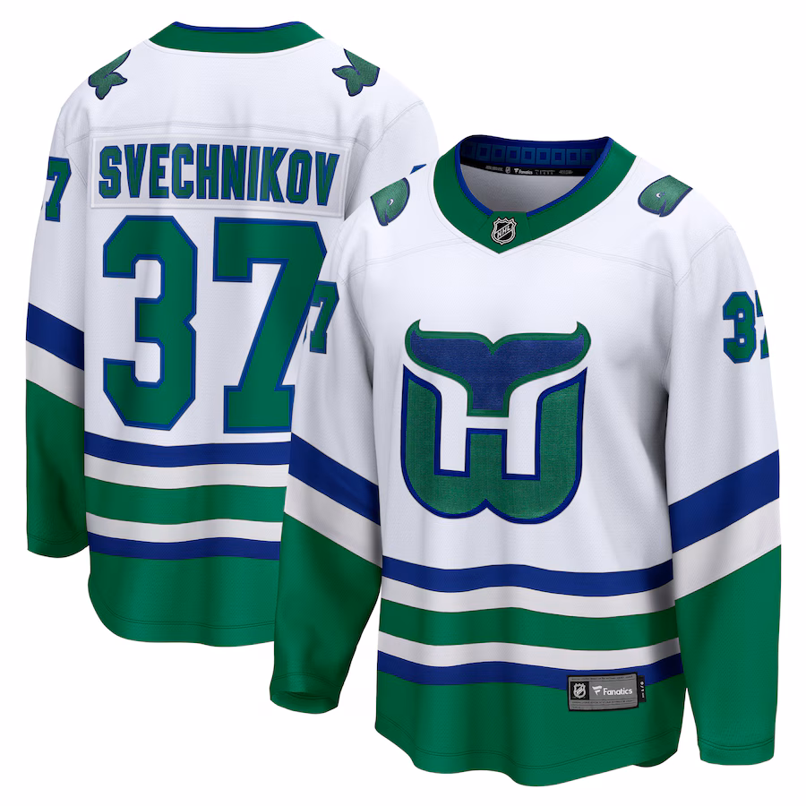 Men's Carolina Hurricanes Andrei Svechnikov Fanatics White Whalers Premier Breakaway Jersey - Ujersey Shop