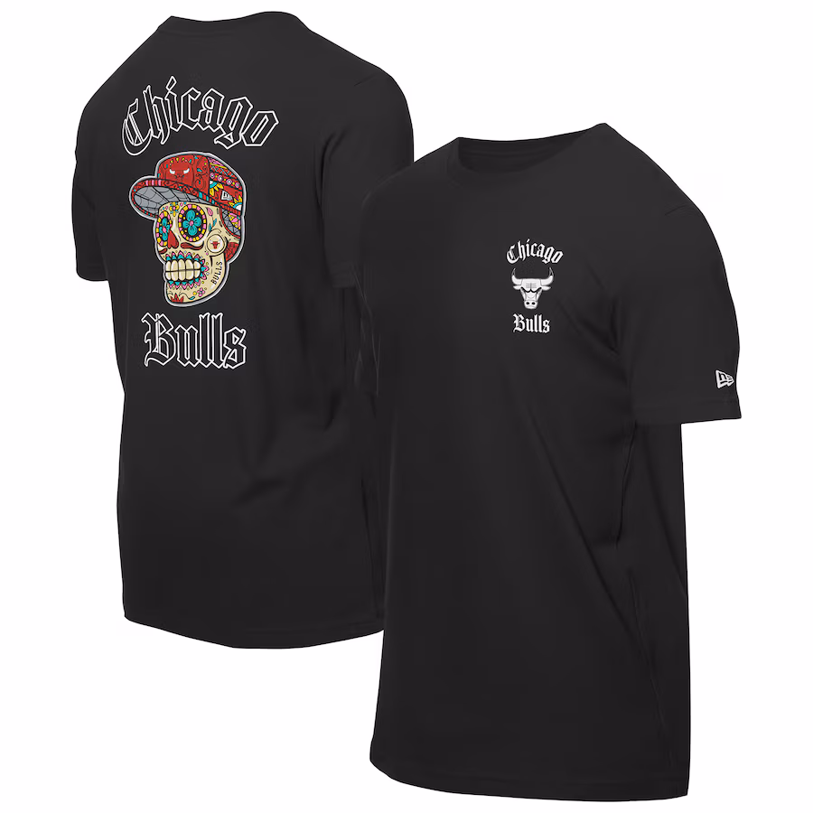 Men's Chicago Bulls New Era Black Sugar Skulls T-Shirt - Ujersey Shop