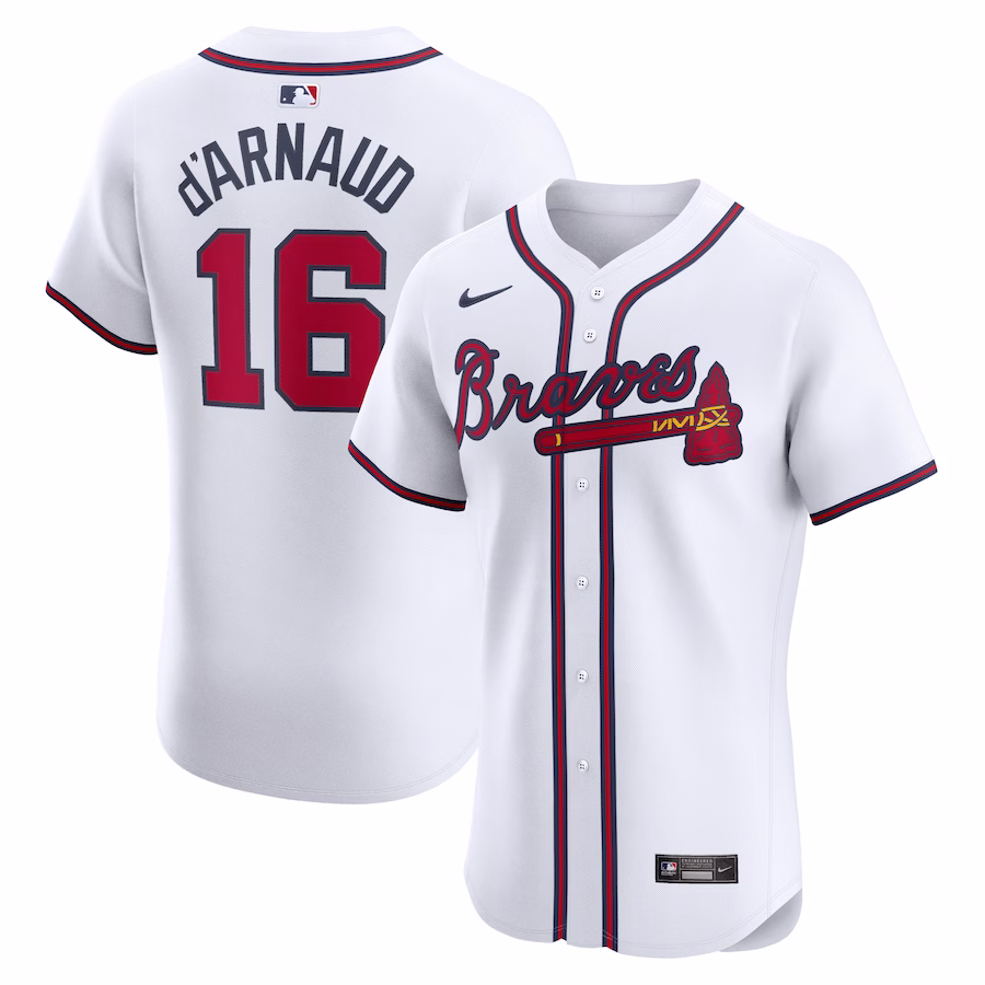 Men's Atlanta Braves Travis d'Arnaud Nike White Home Elite Player Jersey - Ujersey Shop