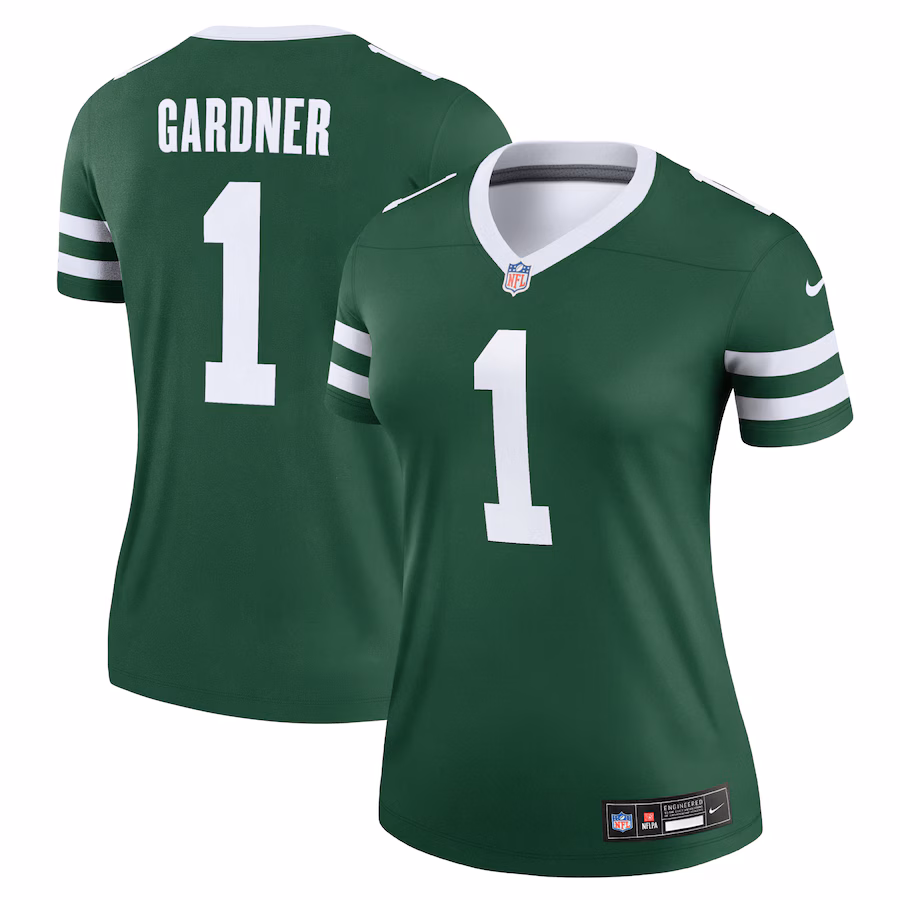 Women's New York Jets Ahmad Sauce Gardner Nike Legacy Green Legend Player Performance Top - Ujersey Shop