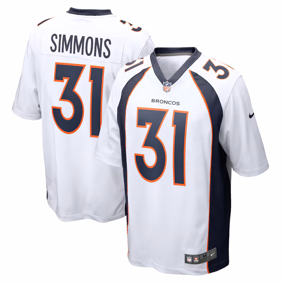 Men's Denver Broncos Justin Simmons Nike White Game Jersey - Ujersey Shop